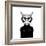 Hand Drawn Stylized Portrait of Cat Look like Critique, Whose Wearing Glasses and a Sweater.-artant-Framed Art Print