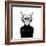 Hand Drawn Stylized Portrait of Cat Look like Critique, Whose Wearing Glasses and a Sweater.-artant-Framed Art Print