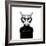 Hand Drawn Stylized Portrait of Cat Look like Critique, Whose Wearing Glasses and a Sweater.-artant-Framed Art Print