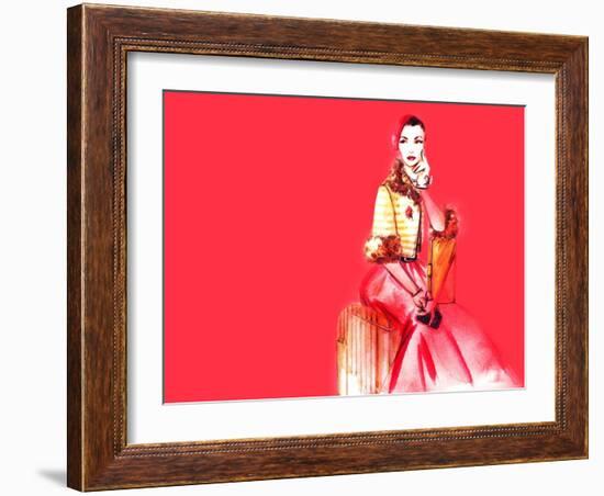 Hand Drawn Traveling Woman with Luggage-Anna Ismagilova-Framed Art Print