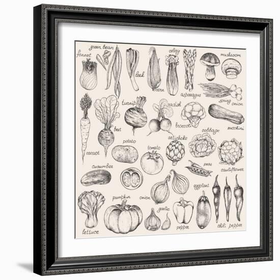 Hand-Drawn Vegetables-Nikiparonak-Framed Premium Giclee Print