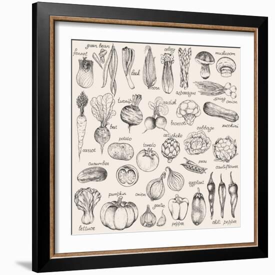 Hand-Drawn Vegetables-Nikiparonak-Framed Art Print