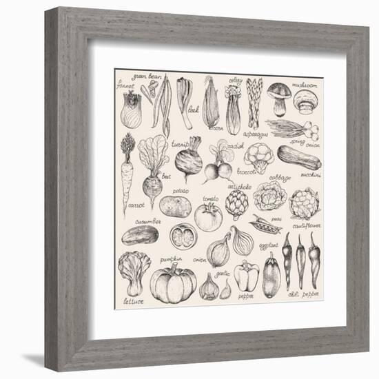 Hand-Drawn Vegetables-Nikiparonak-Framed Art Print