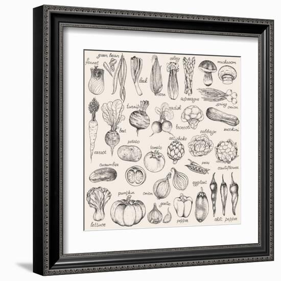 Hand-Drawn Vegetables-Nikiparonak-Framed Art Print