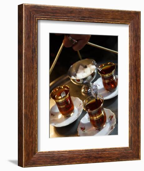 Hand Holding a Tray with Turkish Tea, Istanbul, Turkey, Europe-Levy Yadid-Framed Photographic Print