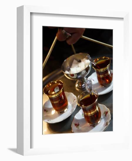 Hand Holding a Tray with Turkish Tea, Istanbul, Turkey, Europe-Levy Yadid-Framed Photographic Print