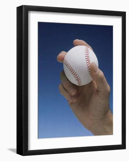 Hand Holding Baseball-null-Framed Photographic Print