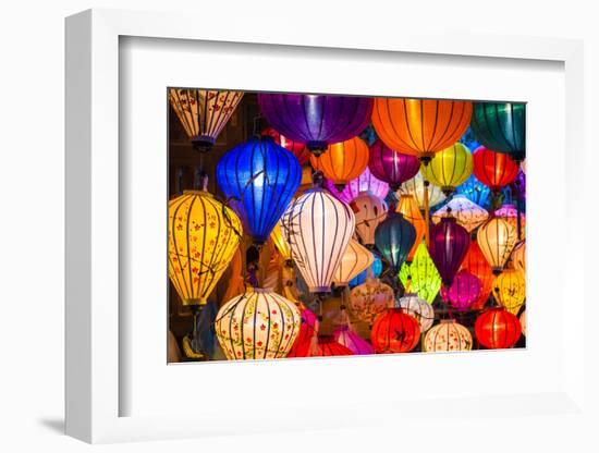 Hand-made silk lanterns for sale on the street in Hoi An, Quang Nam Province, Vietnam-Jason Langley-Framed Photographic Print