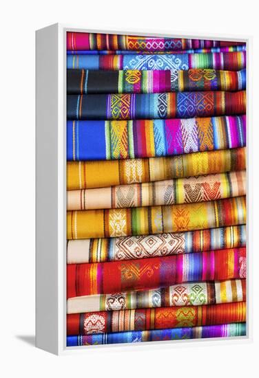 Hand Made Texitiles for Sale, Saquisili Market, Saquisili, Ecuador, Coropaxi Province-John Coletti-Framed Premier Image Canvas