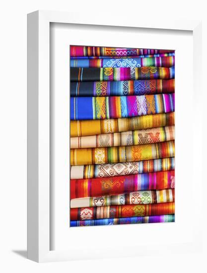 Hand Made Texitiles for Sale, Saquisili Market, Saquisili, Ecuador, Coropaxi Province-John Coletti-Framed Photographic Print