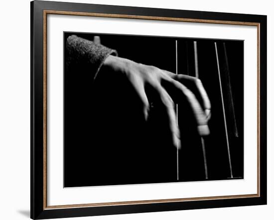 Hand of Bassist Red Callender During Filming of Jammin' the Blues-Gjon Mili-Framed Premium Photographic Print