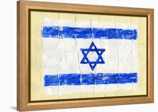 Hand Painted Acrylic Flag Of Israel-donatas1205-Framed Stretched Canvas