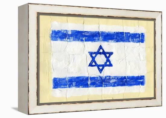 Hand Painted Acrylic Flag Of Israel-donatas1205-Framed Stretched Canvas