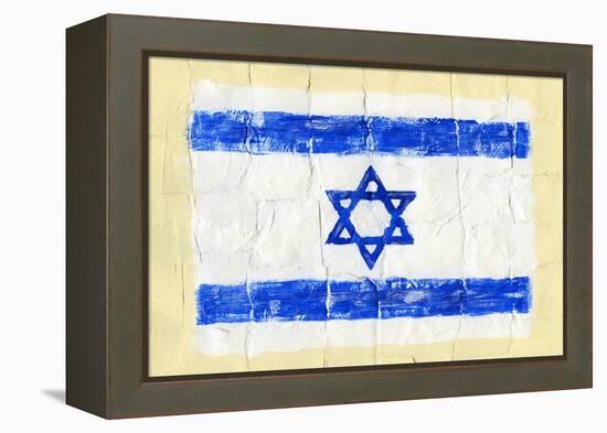 Hand Painted Acrylic Flag Of Israel-donatas1205-Framed Stretched Canvas