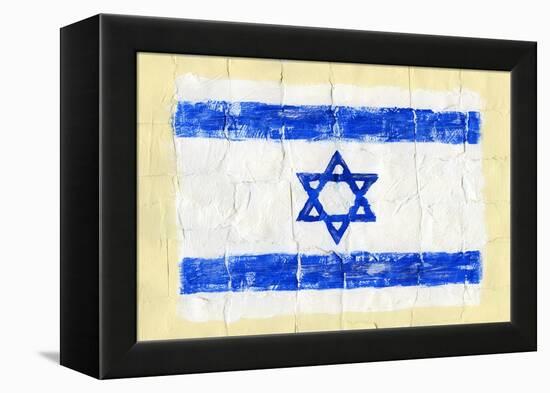 Hand Painted Acrylic Flag Of Israel-donatas1205-Framed Stretched Canvas