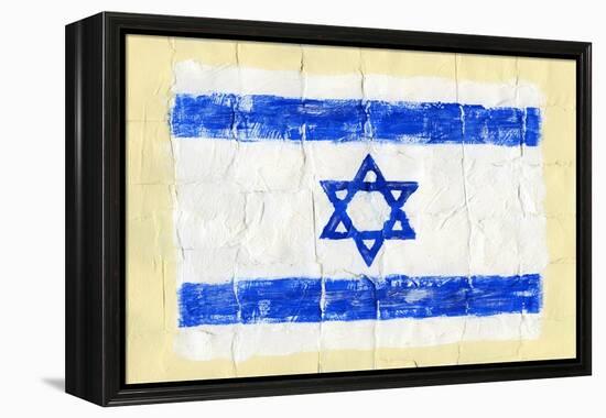 Hand Painted Acrylic Flag Of Israel-donatas1205-Framed Stretched Canvas