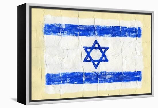 Hand Painted Acrylic Flag Of Israel-donatas1205-Framed Stretched Canvas