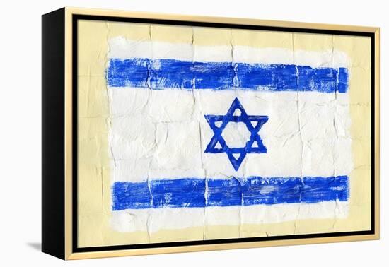 Hand Painted Acrylic Flag Of Israel-donatas1205-Framed Stretched Canvas