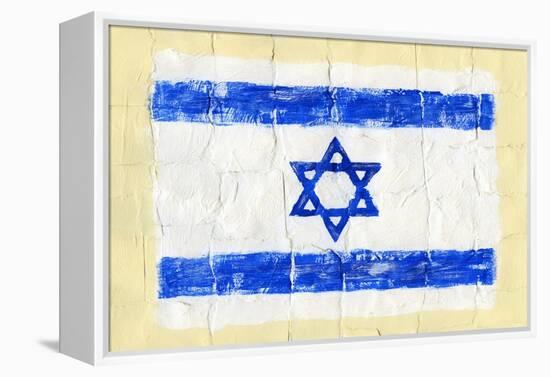 Hand Painted Acrylic Flag Of Israel-donatas1205-Framed Stretched Canvas