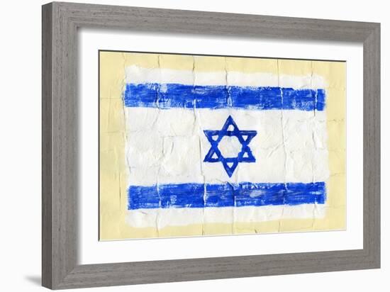 Hand Painted Acrylic Flag Of Israel-donatas1205-Framed Art Print