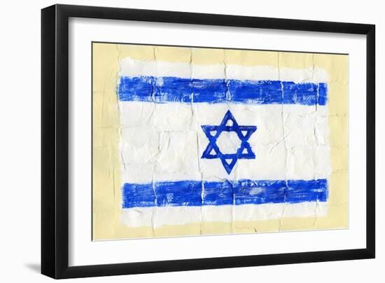 Hand Painted Acrylic Flag Of Israel-donatas1205-Framed Art Print