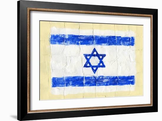 Hand Painted Acrylic Flag Of Israel-donatas1205-Framed Art Print