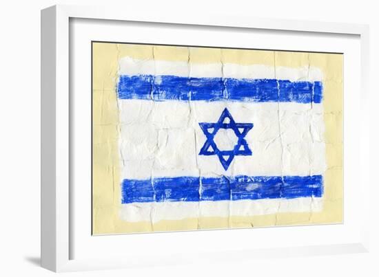 Hand Painted Acrylic Flag Of Israel-donatas1205-Framed Art Print