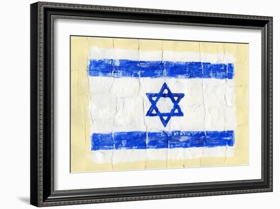 Hand Painted Acrylic Flag Of Israel-donatas1205-Framed Art Print