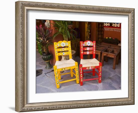 Hand Painted Chairs, San Miguel, Guanajuato State, Mexico-Julie Eggers-Framed Photographic Print