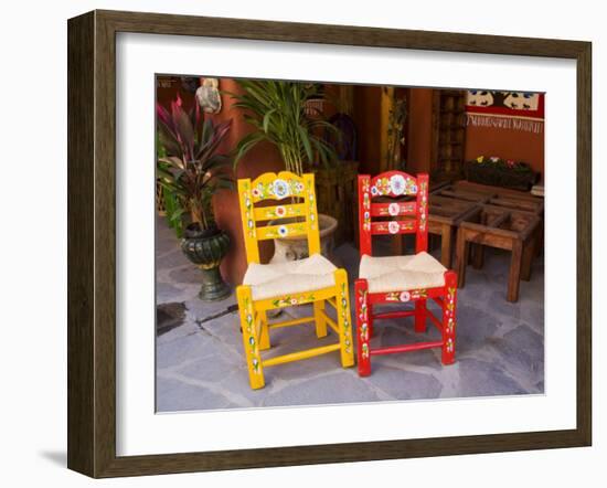 Hand Painted Chairs, San Miguel, Guanajuato State, Mexico-Julie Eggers-Framed Photographic Print