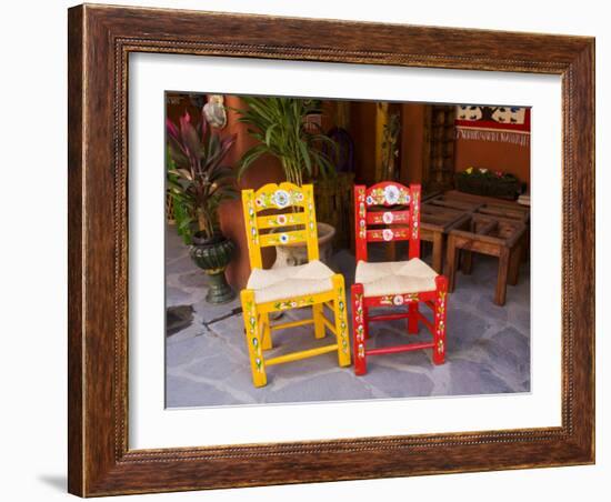 Hand Painted Chairs, San Miguel, Guanajuato State, Mexico-Julie Eggers-Framed Photographic Print