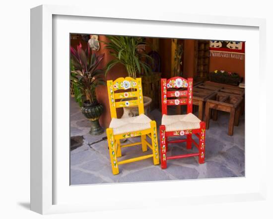 Hand Painted Chairs, San Miguel, Guanajuato State, Mexico-Julie Eggers-Framed Photographic Print