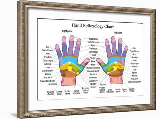 Hand Reflexology Chart Description-Peter Hermes Furian-Framed Art Print