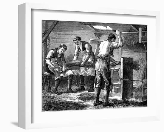 Hand-Scutchers at Work, C1880-null-Framed Giclee Print