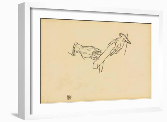 Hand Study, Dr. Viktor Ritter Von Bauer, 1917-Egon Schiele-Framed Giclee Print