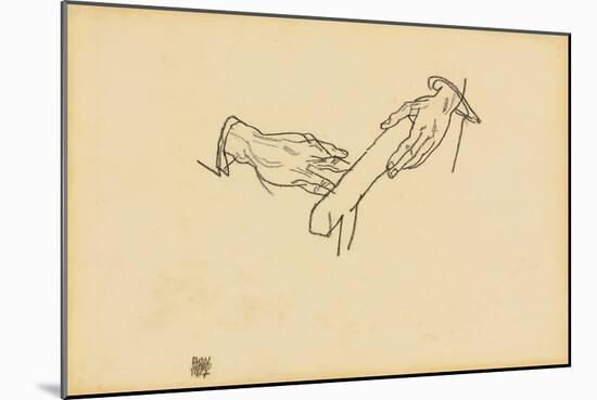 Hand Study, Dr. Viktor Ritter Von Bauer, 1917-Egon Schiele-Mounted Giclee Print