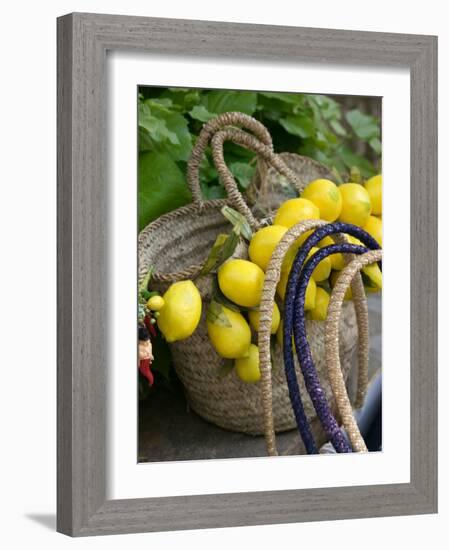 Handbag with Lemons, Positano, Amalfi Coast, Campania, Italy-Walter Bibikow-Framed Photographic Print