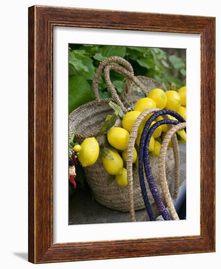 Handbag with Lemons, Positano, Amalfi Coast, Campania, Italy-Walter Bibikow-Framed Photographic Print