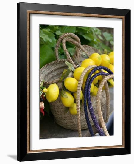 Handbag with Lemons, Positano, Amalfi Coast, Campania, Italy-Walter Bibikow-Framed Photographic Print