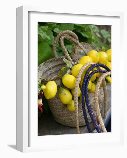 Handbag with Lemons, Positano, Amalfi Coast, Campania, Italy-Walter Bibikow-Framed Photographic Print