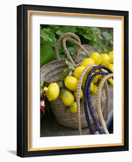 Handbag with Lemons, Positano, Amalfi Coast, Campania, Italy-Walter Bibikow-Framed Photographic Print