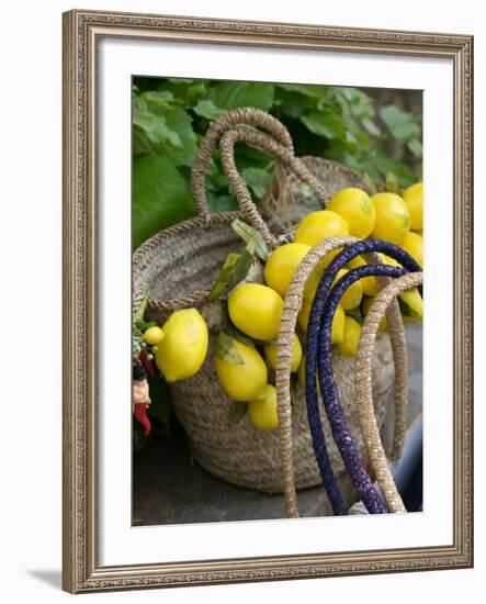 Handbag with Lemons, Positano, Amalfi Coast, Campania, Italy-Walter Bibikow-Framed Photographic Print