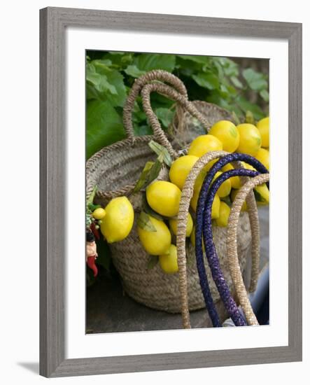 Handbag with Lemons, Positano, Amalfi Coast, Campania, Italy-Walter Bibikow-Framed Photographic Print