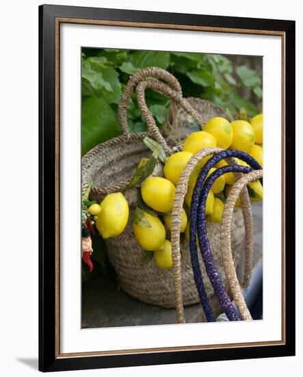 Handbag with Lemons, Positano, Amalfi Coast, Campania, Italy-Walter Bibikow-Framed Photographic Print