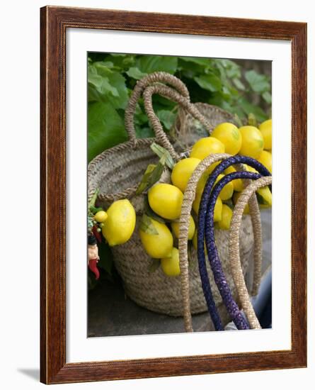 Handbag with Lemons, Positano, Amalfi Coast, Campania, Italy-Walter Bibikow-Framed Photographic Print