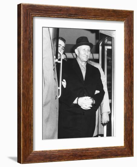 Handcuffed Carlo Gambino Is Led from Fbi Headquarters on March 23, 1970-null-Framed Photo