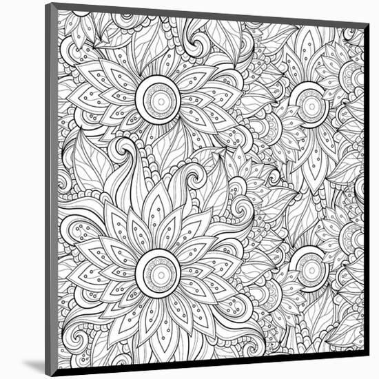 Handdrawn Floral Coloring Art-null-Mounted Coloring Poster