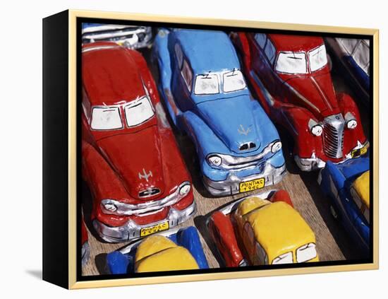 Handicraft Market and Classic Car Models for Sale in World Heritage Town of Trinidad, Eastern Cuba-Mark Hannaford-Framed Premier Image Canvas