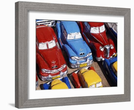 Handicraft Market and Classic Car Models for Sale in World Heritage Town of Trinidad, Eastern Cuba-Mark Hannaford-Framed Photographic Print