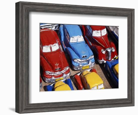 Handicraft Market and Classic Car Models for Sale in World Heritage Town of Trinidad, Eastern Cuba-Mark Hannaford-Framed Photographic Print